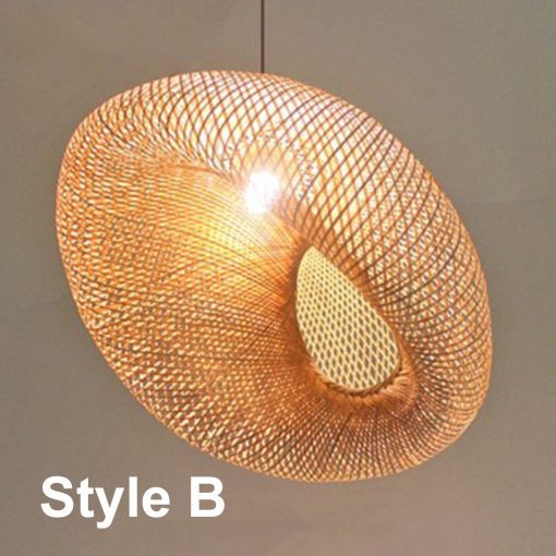 Wicker Bird Nest Pendant Light Woven Bamboo Lamp Shade - Image 14
