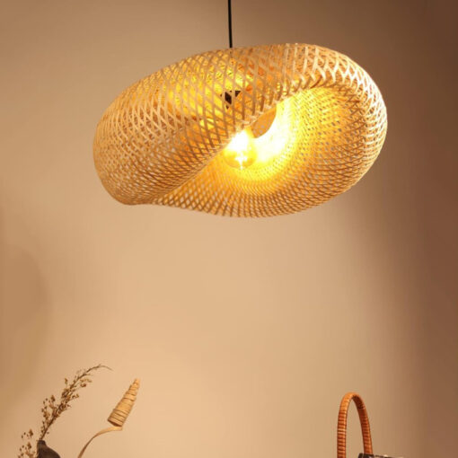 Wicker Bird Nest Pendant Light Woven Bamboo Lamp Shade - Image 9