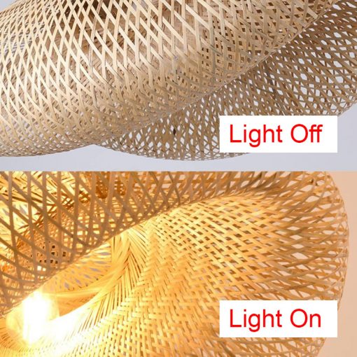 Wicker Bird Nest Pendant Light Woven Bamboo Lamp Shade - Image 10