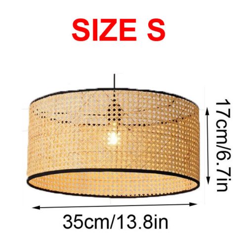 Small Rattan Drum Pendant Light Fixture - Image 6