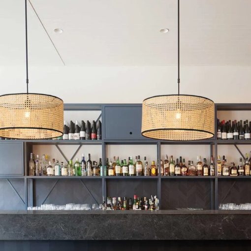 Small Rattan Drum Pendant Light Fixture - Image 2