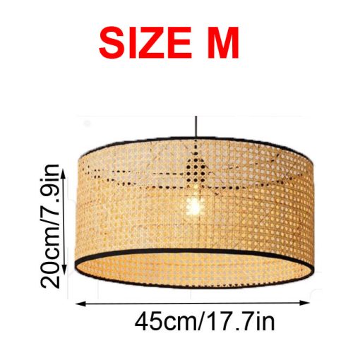 Small Rattan Drum Pendant Light Fixture - Image 5