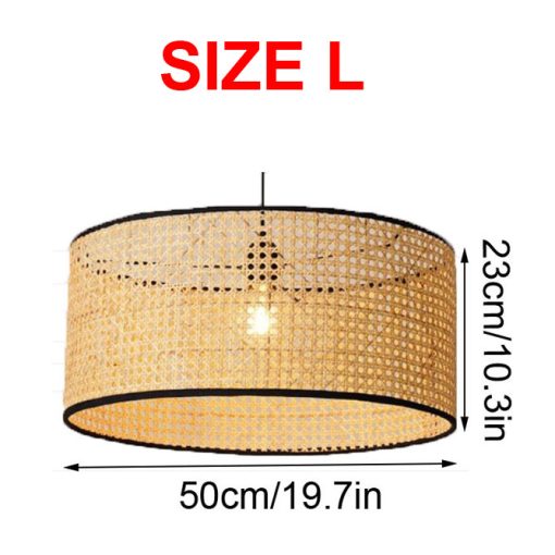 Small Rattan Drum Pendant Light Fixture - Image 4