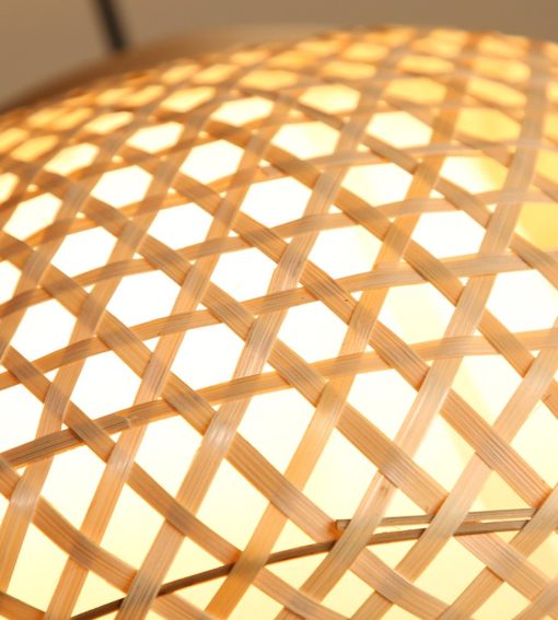 Bamboo Japandi Pendant Light Round Woven Lampshade - Image 5
