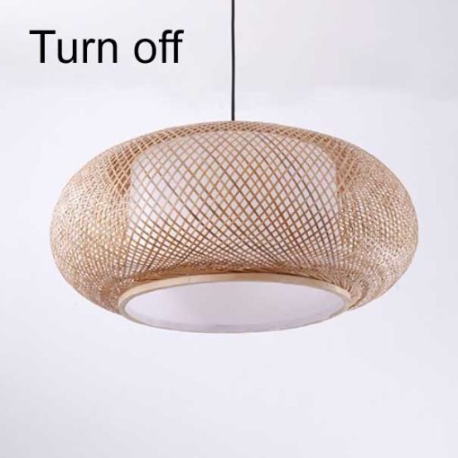 Round Bamboo Donut Pendant Light Wicker Lampshade - Image 10