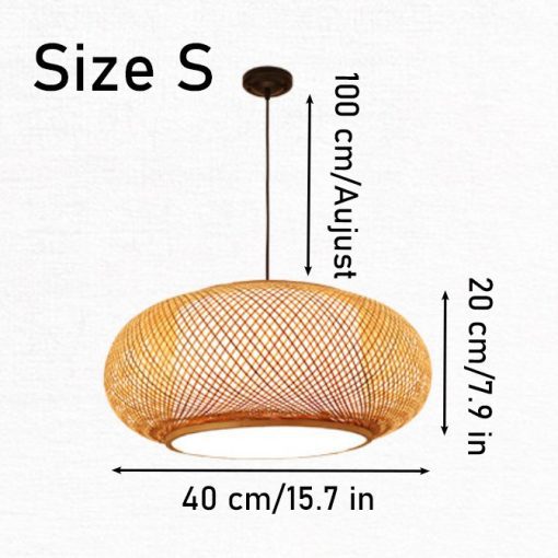 Round Bamboo Donut Pendant Light Wicker Lampshade - Image 9
