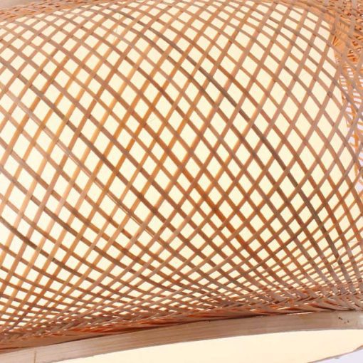 Round Bamboo Donut Pendant Light Wicker Lampshade - Image 8