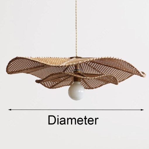 Rattan Lotus Pendant Light Fixtures Woven Lampshade - Image 6