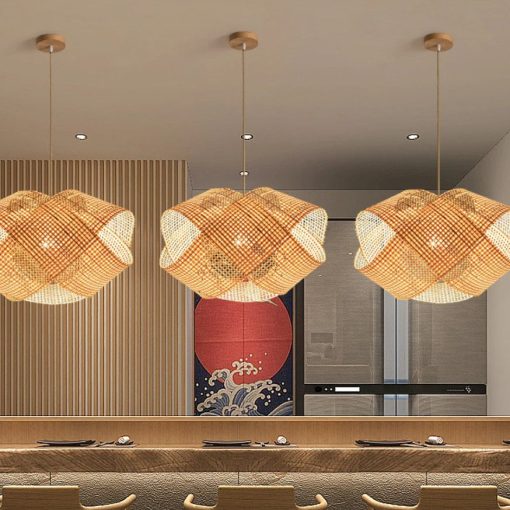 Ribbon Bamboo Cloud Chandelier Wicker Pendant Light - Image 6