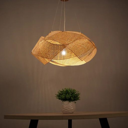 Ribbon Bamboo Cloud Chandelier Wicker Pendant Light - Image 5