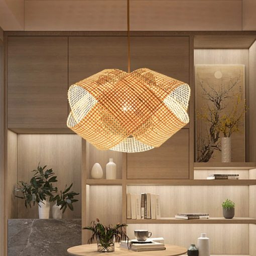 Ribbon Bamboo Cloud Chandelier Wicker Pendant Light - Image 8