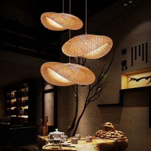 Wicker Bird Nest Pendant Light Woven Bamboo Lamp Shade - Image 5