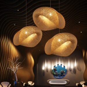 Wicker Bird Nest Pendant Light Woven Bamboo Lamp Shade