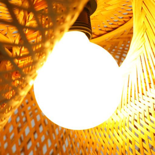 Wicker Bird Nest Pendant Light Woven Bamboo Lamp Shade - Image 3